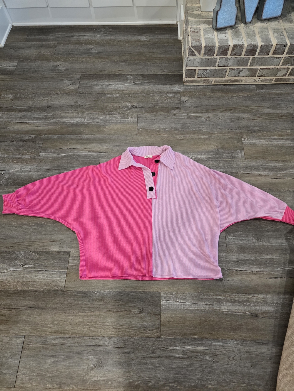 Blumin Apparel Two-Tone Button Front Top Pink 3XL Like New